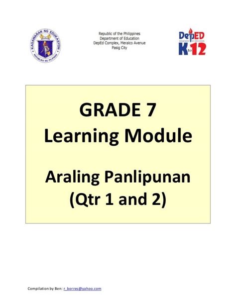 araling panlipunan grade 7|K TO 12 GRADE 7 LEARNING MODULE IN ARALING .